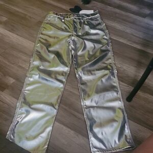 Scoop NYC Metallic Silver Straight Leg Pants